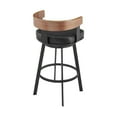 thumbnail image 6 of Idris 30" Swivel Bar Stool in Black Iron with Walnut Finish and Vintage Black Faux Leather, 6 of 8