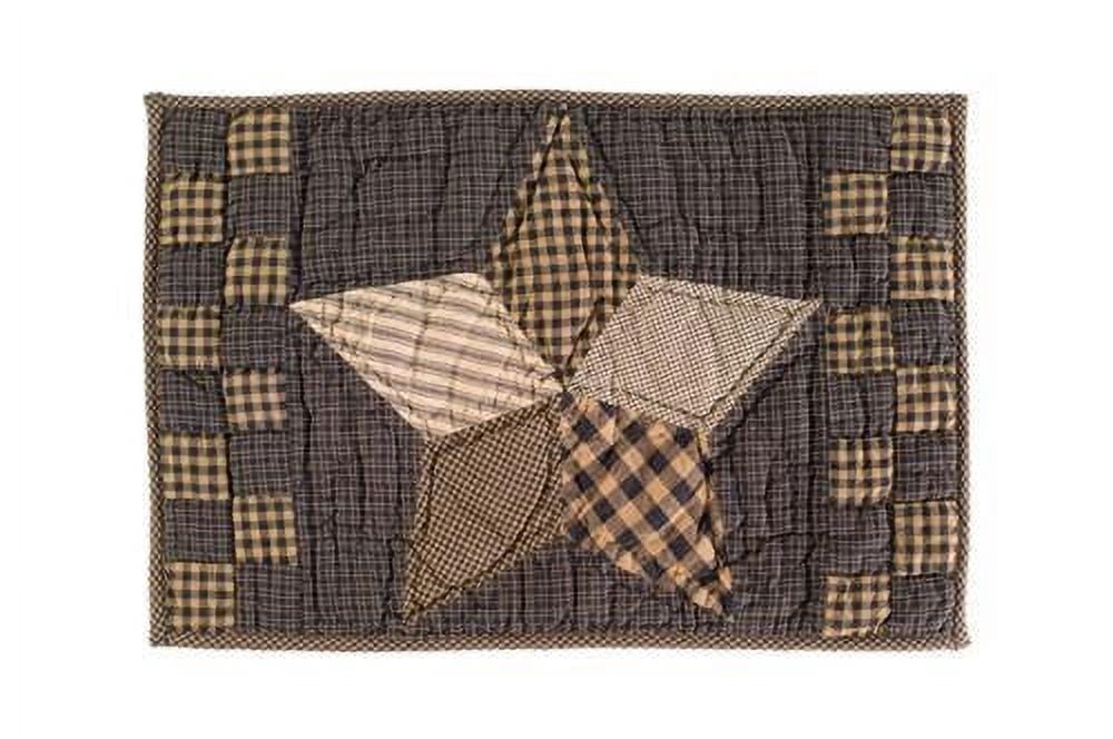 VHC Brands, Farmhouse Star, Cotton, 12x18, Placemat Quilted, Set of 6, Black