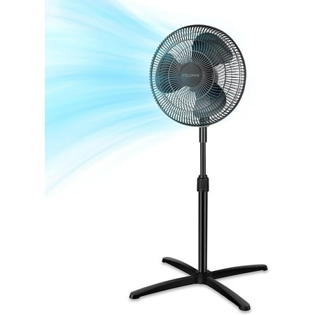 PELONIS Fan Portable 16 Inch Pedestal Fan  3-Speed  90 Oscillation  Adjustable Height  Standing Floor Fan for living room  bedroom  kitchen  and home office  Black  PFS40M2ABB