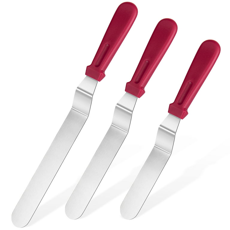 Set Of 3 Icing Spatula, Small Baking Spatulas Set With Straight, Offset,  Tapered Stainless Steel Blade, Angled Cake Decorating Frosting Spatulas -  Temu