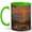 Green, variant on Ocean Sunrise Breakfast 11oz Ceramic Mug, Croissant Seaside Art
