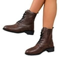 thumbnail image 5 of Women's Mid-Calf Boots Autumn/Winter British Mid Heel Soft Leather Short Boots for Women(Color:Brown,Size:6.5), 5 of 9