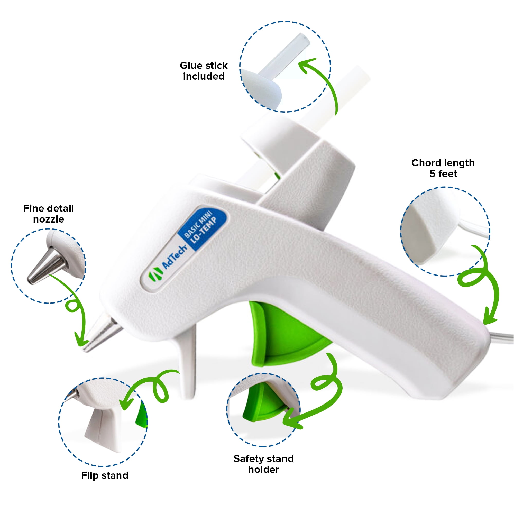 AdTech 4 pack Low Temp Mini Hot Glue Guns, White