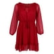 thumbnail image 2 of Sólido Para Mujer Bohemio Con Hombros Descubiertos Y Manga Larga Con Cuello En V Túnica Mini De Playa M-2XL Vino rojo Yinane Vestido de gasa de Boho, 2 of 8
