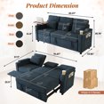 thumbnail image 5 of Muumblus 3-in-1 Convertible Sectional Sleeper Sofa with Recliner, Side Table & USB, 3-Seater Pull Out Couch Bed for Living Room, Blue Chenille, 5 of 9