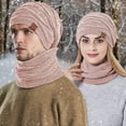 thumbnail image 2 of Nooxsoe Warm Winter Beanie Hat & Scarf Set Winter Warm Bonnet Women Thermal Beanie Thick Warm Hat Warm Knitted Neck Scarf Snow Knit Cap Winter Headwear Womens Hats Pink One Size, 2 of 8