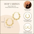 thumbnail image 3 of 14K Yellow Gold Polished Ribbed Hoop Earrings, 3 of 3