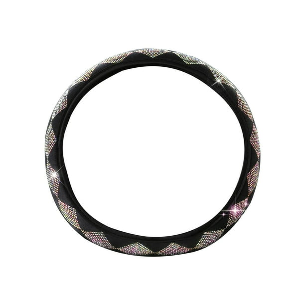 Funda de volante de verano con diamantes de imitación para mujer, protector de volante brillante, ajuste universal, fundas para volante de 14 a 15 pulgadas.