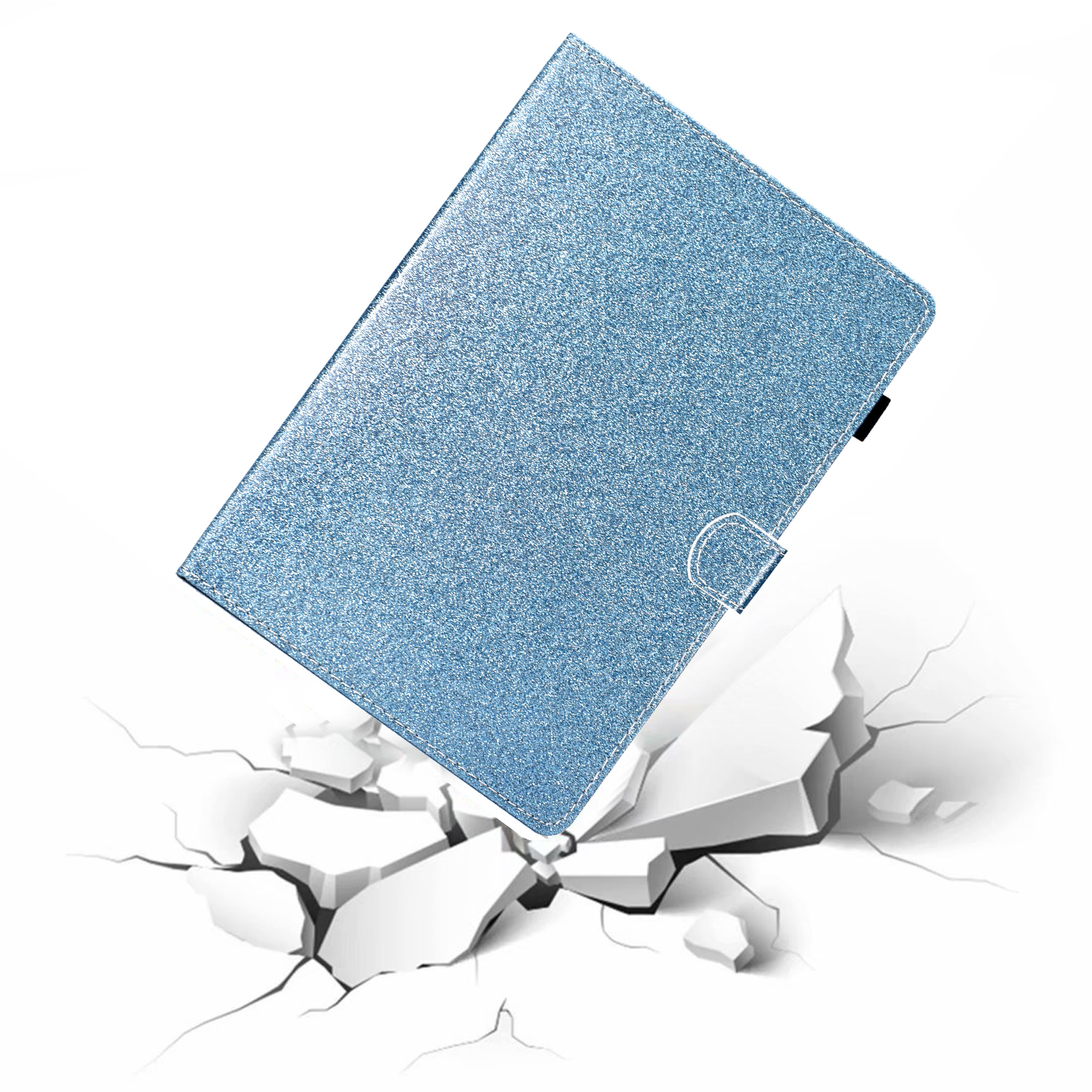 iPad 9.7 2018/2017 Case with Pencil Holder, iPad Air 1 2 Case, Allytech Glitter Leather Folio Kickstand Shock-Absorbing Auto Sleep Wake Case for Apple iPad 9.7 6th/5th Generation, iPad Air 1 2, Blue