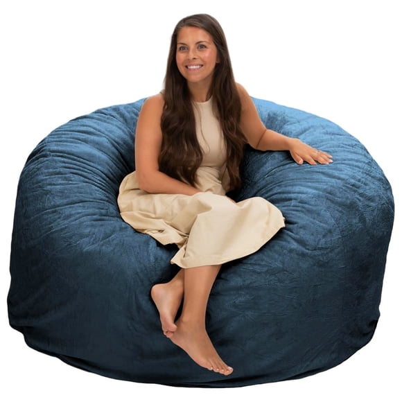 Ultimate Sack 5000 5-Foot Bean Bag Chair Oversized Foam Lounger, Cloud Fur Cover