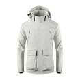 thumbnail image 2 of BADHUB Men's Waterproof Jacket with Hood Outdoor Lightweight Rain Jacket Mesh Lined Fall Softshell Solid Color Raincoat With Big Pockets Holiday Deals, 2 of 5