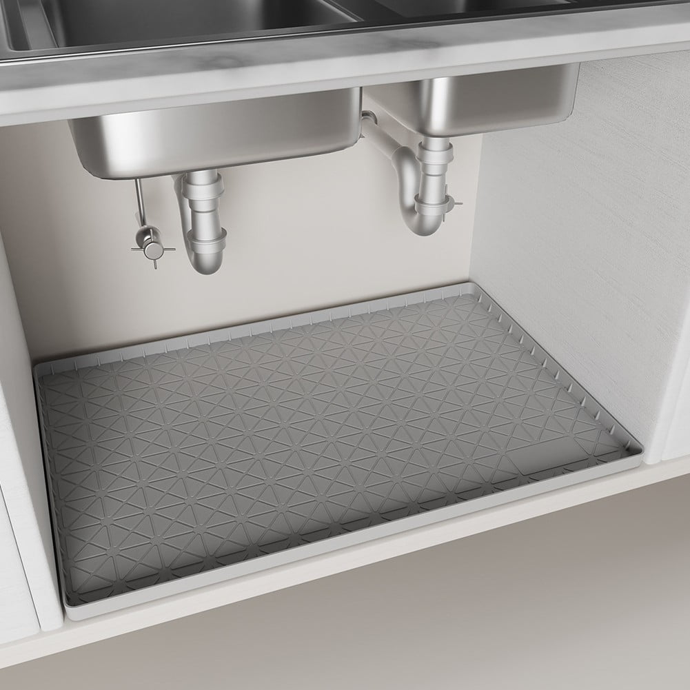yaaqii Under Sink Mat Silicone Under Sink Mats for Kitchen Waterproof Protectors Tray