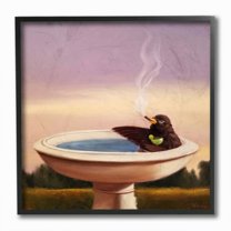 Stupell Industries Birdbath Best Life Animal Alcohol Humor Bird Margarita Framed Wall Art Design by Lucia Heffernan, 12" x 12", Black Framed
