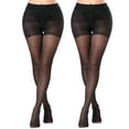 thumbnail image 3 of Manzi 2 Pairs Control Top Pantyhose Sheer 40D High Waist Sheer Tights For Women With Reinforced Toes, 3 of 8
