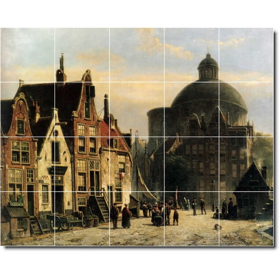 Ceramic Tile Mural-Willem Koekkoek Village Painting 122. 30" w x 24" h using (20) 6 x 6 ceramic tiles