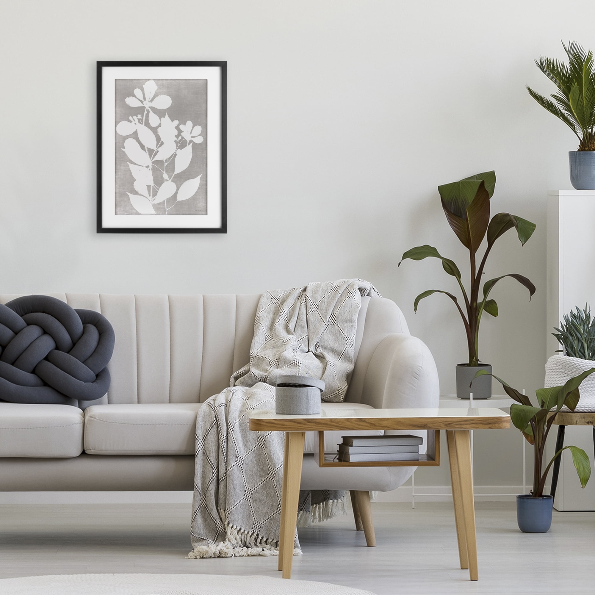 Stupell Industries Minimalist Foliage Impression Black Framed Print Under Glass, design by Stellar Design Studio