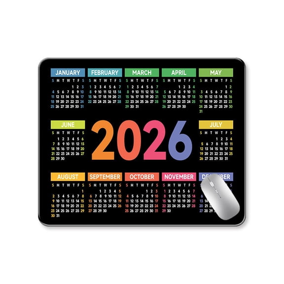 Mouse Pad with Stitched Edge, Computer Mouse Mat with Non-Slip Rubber Base, Mouse Pads for Computers Laptop Mouse 10.2*8.2*0.12 inch, (2026 Calendar)