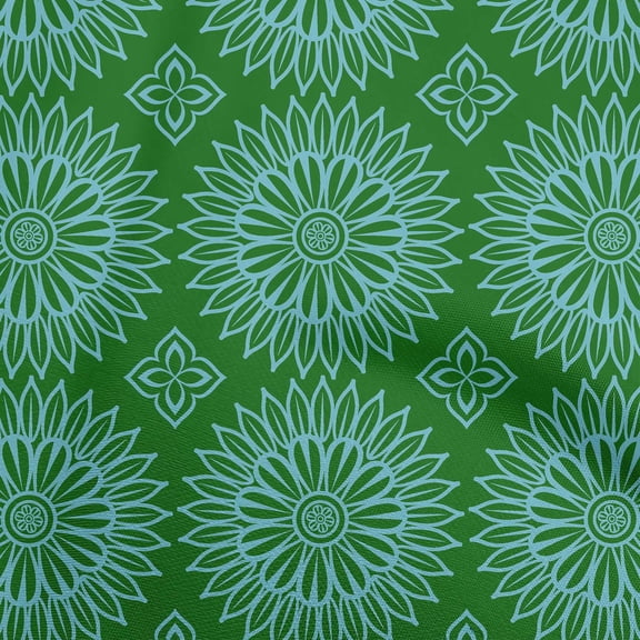 oneOone Cotton Poplin Green Fabric Asian Block Fabric For Sewing Printed Craft Fabric By The Yard 56 Inch Wide