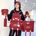 thumbnail image 4 of Mochila para estudiantes Harajuku de estilo coreano, nueva versión de bosque, 5 unidades por juego, para niñas de secundaria, gran capacidad, moderna e informal, 4 of 5