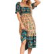 thumbnail image 1 of Txlixc Vestido bohemio de verano para mujer, falda de pastel de una pieza estilo bohemio con estampado floral en el pecho de manga corta Txlixc  Estilo de ocio, 1 of 5