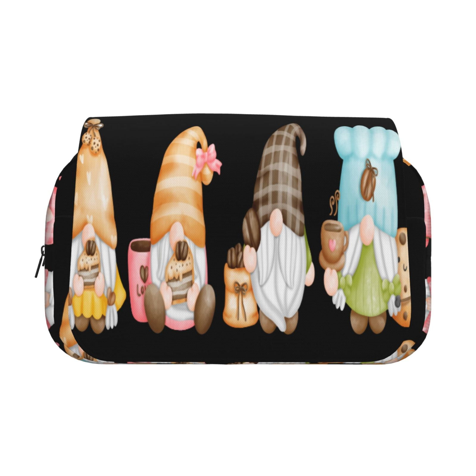 Rateoe Coffee Gnome (2) Pattern Double Clamshell Pen Case, Storage Organizer with Two Zipper Compartments– Holds Up to 50 Pencils & Pens