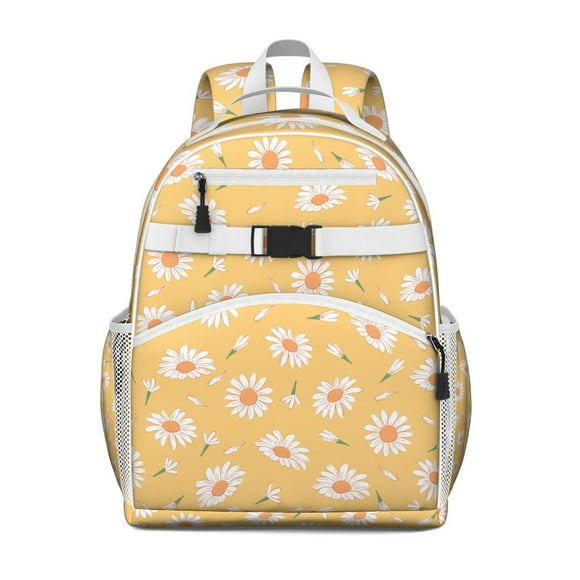 Sac à Dos Étudiant Marguerite Jaune avec Sangles Rembourrées Réglables Sac à Dos Léger pour et Étudiant Design Floral Mignon pour la Rentrée Scolaire