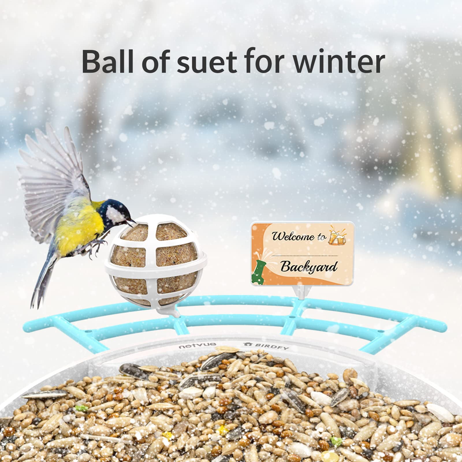Birdfy Smart Bird Feeder with Camera, 1080P Wide-Angle Camera for Real-Time Bird watching, Pro DIY Add-ons Hummingbird Feeder Suet Ball Jelly Feeder for All Birds