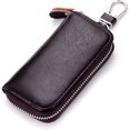 thumbnail image 1 of ZOUSSIQI Multi Function Coffee Leather Car Key Case Wallet Bag | Universal Key Holder with Zipper Closure | Stylish and Durable Key Pouch for All Car Keys CA919-89478, 1 of 4