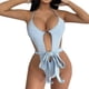 thumbnail image 1 of Gibobby Trajes de Baño Mujer Traje de baño sexy de color sólido para mujer Bikini sin espalda ajustado(Azul,M), 1 of 5