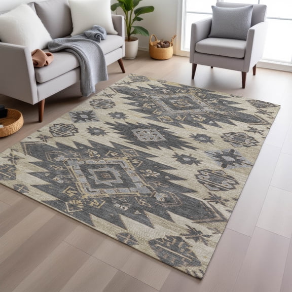 Addison Rugs Chantille Indoor/Outdoor Transitional Tribal Beige Machine Washable Rectangle Rug, 10' x 14'