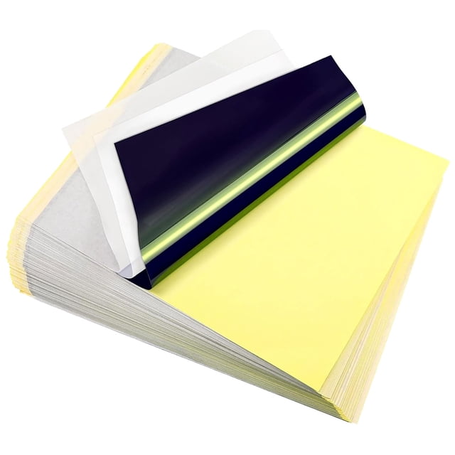 100 Hojas de Papel de Transferencia de Tatuaje,4 en 1 Papel Hectografico para Tatuar,Sin Manchas, Líneas Claras,Papel Hectografico,Ideal para Principiantes en Tatuajes, Salones de Tatuajes
