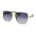 thumbnail image 2 of Rimless Luxury Bevel Lens Mens Rectangle Officer Cop Sunglasses Gold Black - Smoke, 2 of 4