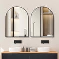 thumbnail image 3 of MAYEERTY 30x40 Inch Black Metal Framed Arched Bathroom Wall Mirror, for Oversized Bathroom Decor, 3 of 6