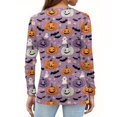 thumbnail image 4 of Long Sleeve Women Tops Bat Print Halloween Theme Shirts Fall V Neck Loose Dressy Blouse Tunic Tops, 4 of 5