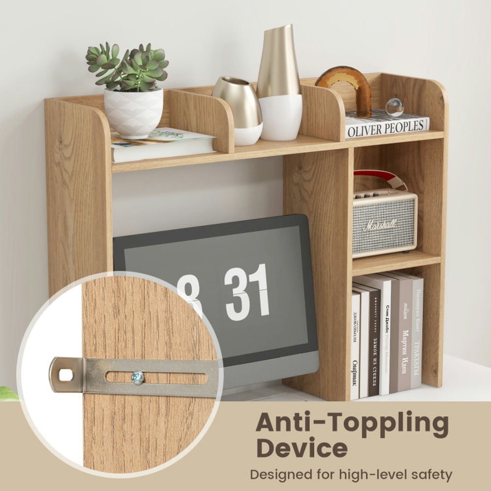 Demi Bonn 3-Tier Multipurpose Desk Bookshelf with 4 Shelves, Freestanding Display Shelf, Beige