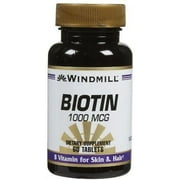 Windmill Biotin 1,000 mcg Tablets, 60 ct