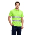 thumbnail image 5 of TOMVIGX Men's Polo Shirts Short Sleeve Reflective High Visibility Safety Moisture Wicking Shirts Outdoor Night Running Cycling Breathable Quick Dry Workout Shirts Light Green 2XL, 5 of 5