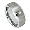 thumbnail image 1 of Personalized Tungsten Wedding Band - 0.07ct Solitaire Pink Tourmaline Ring - 8mmSemi-Dome Beveled Edge Tungsten Ring - Custom Made October Birthstone Ring, 1 of 1