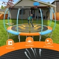 10ft Kids Trampoline with Enclosure, Basketball Hoop, AllWeather Mat