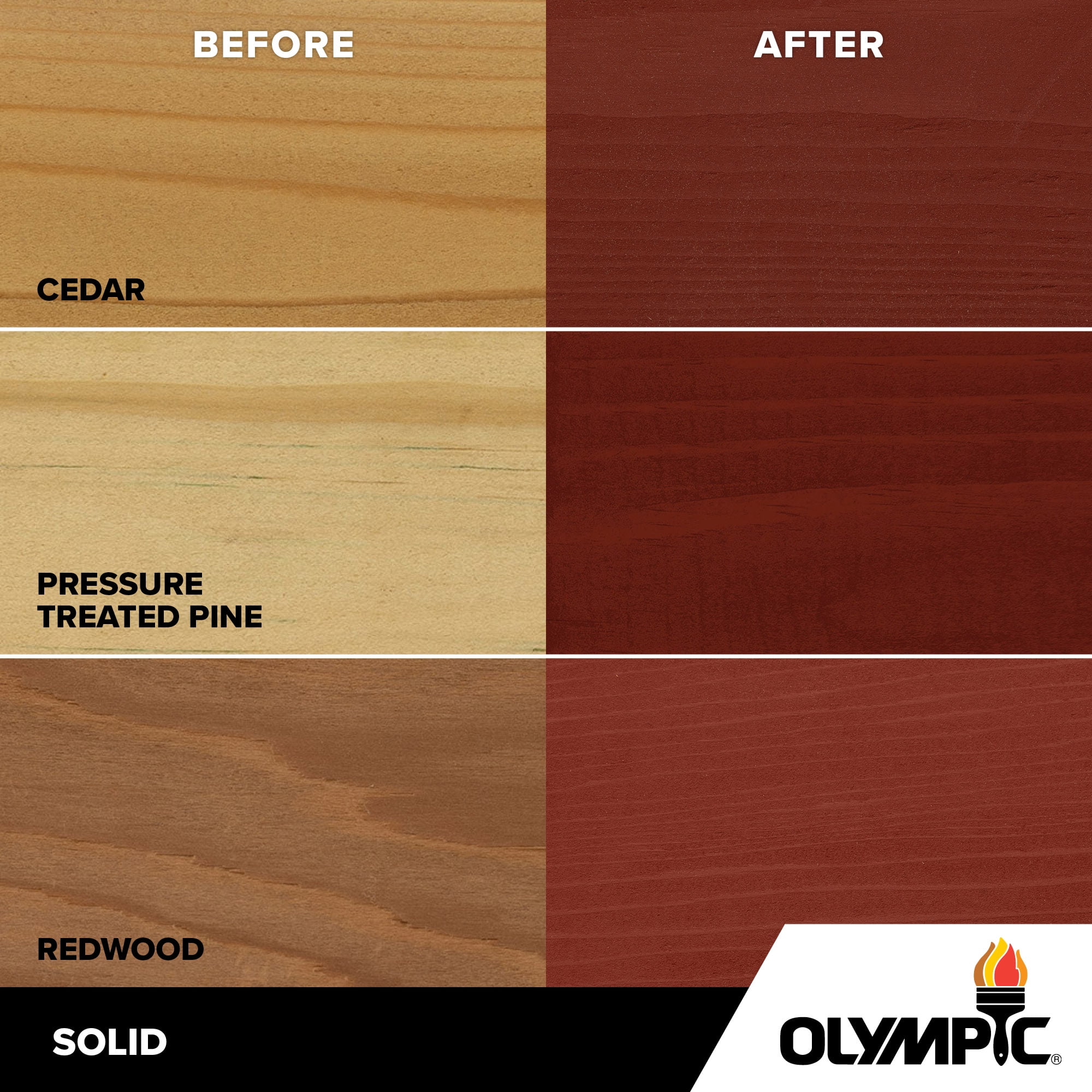 Olympic Elite 1 Gallon SC-1022 Spiced Red Solid Advanced Exterior Stain and Sealer in One