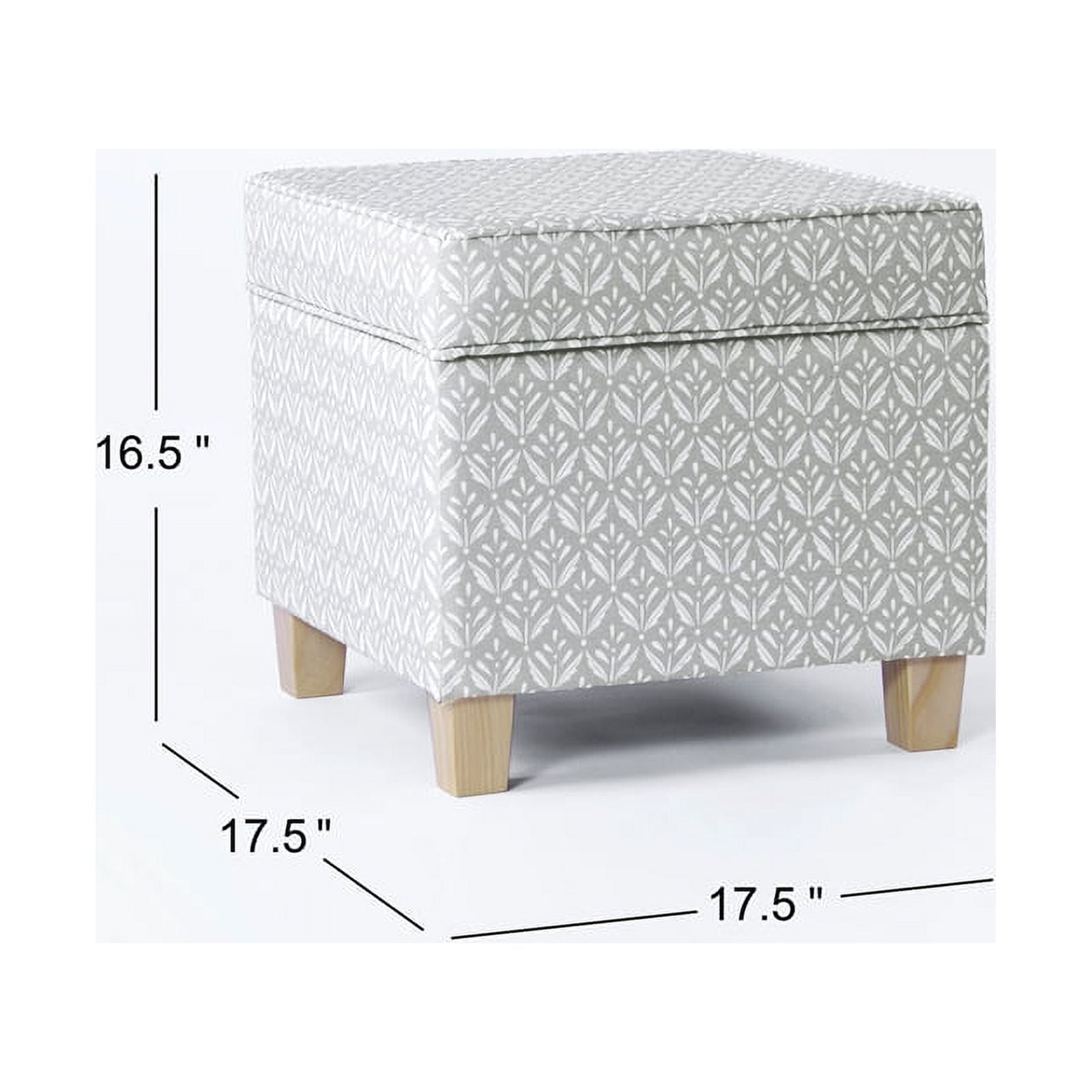 HomePop Square Storage Ottoman, Light Gray Print
