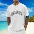 thumbnail image 2 of Telankuip 2026 Summer Mens T Shirts Fashion Letter Printed Raglan Sleeve Round Neck Athletic Tops Soft Comfortable Thin Workout Graphic Tees Simple Stylish T-Shirt for Daily Wear White XS, 2 of 3