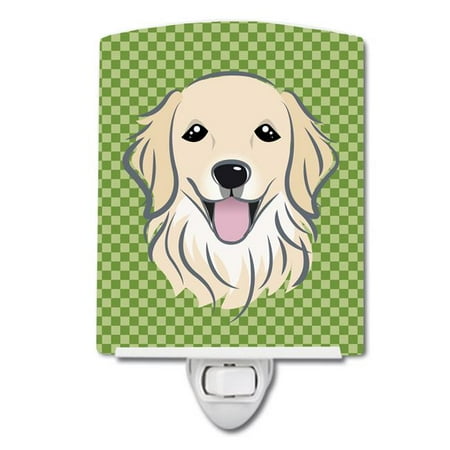 

Green Checkered Golden Retriever Ceramic Night Light