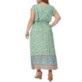 thumbnail image 3 of Agnes Orinda Plus Size Dress for Women Boho Floral Dresses V Neck Ruffle Sleeve Summer Beach Swing Dress 2X Mint Green, 3 of 6