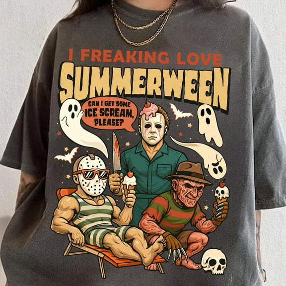 Summer Halloween Tshirt, I Freaking Love Summer Tshirt, Horror Characters, Summerween Tshirt, Halloween In Summer Tshirt, Halloween Tshirt