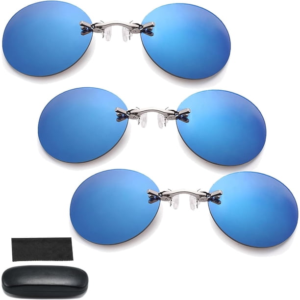 Kngdrt anteojos redondas de tres colores con clip en la nariz, anteojos de sol Morpheus 2024, anteojos de sol para hombre sin montura