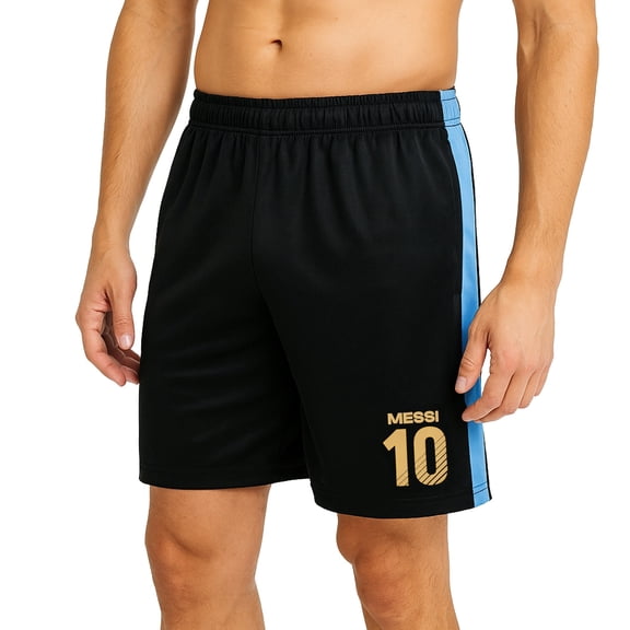 Icon Sports Official Argentina Football Association Lionel Messi Shorts - Unisex Adult - AFA014SH Black L