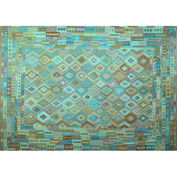 Ahgly Company Indoor Rectangle Southwestern Light Blue Country Area Rugs, 3' x 5'