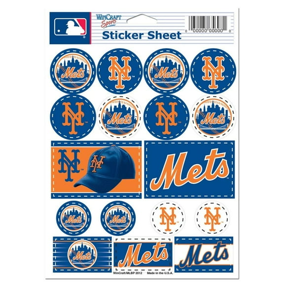 Hoja De Pegatinas De Vinilo Wincraft Mlb New York Mets De 5.0 X 7.0 In.
