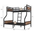 thumbnail image 5 of Hijob Twin over Full Bunk Bed, Antique Heavy Duty Metal Bed Frame with Storage Bag&Hooks for Adults Teens, Convertible into 2 Seperate Beds, Black&Brown, 5 of 11